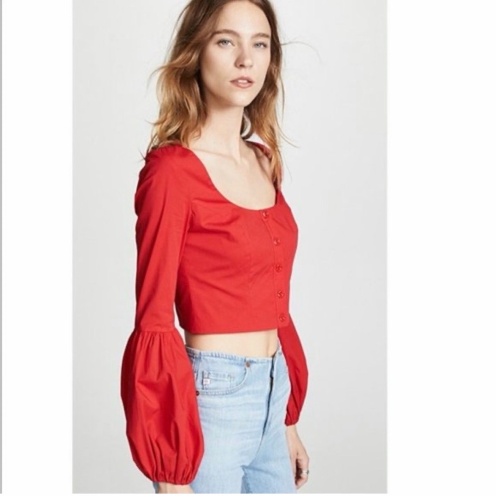 STAUD Monica Square-Neck Button-Front Blouse